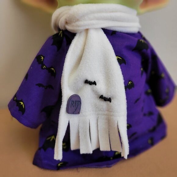 Spooky Bats 2pc Halloween Outfit/scarf set for 11" Mattel Child Grogu Yoda dolls - Picture 3 of 7